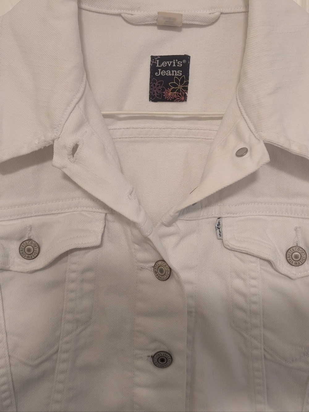 Levi's Distressed White Women's Denim Trucker Jacket - Picture 4 of 5